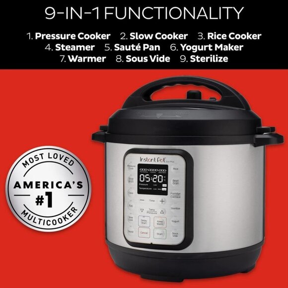 Instant Pot Duo Plus 9-in-1 Multicooker Stainless Steel 6 QT + App & Recipes NEW - Picture 1 of 16